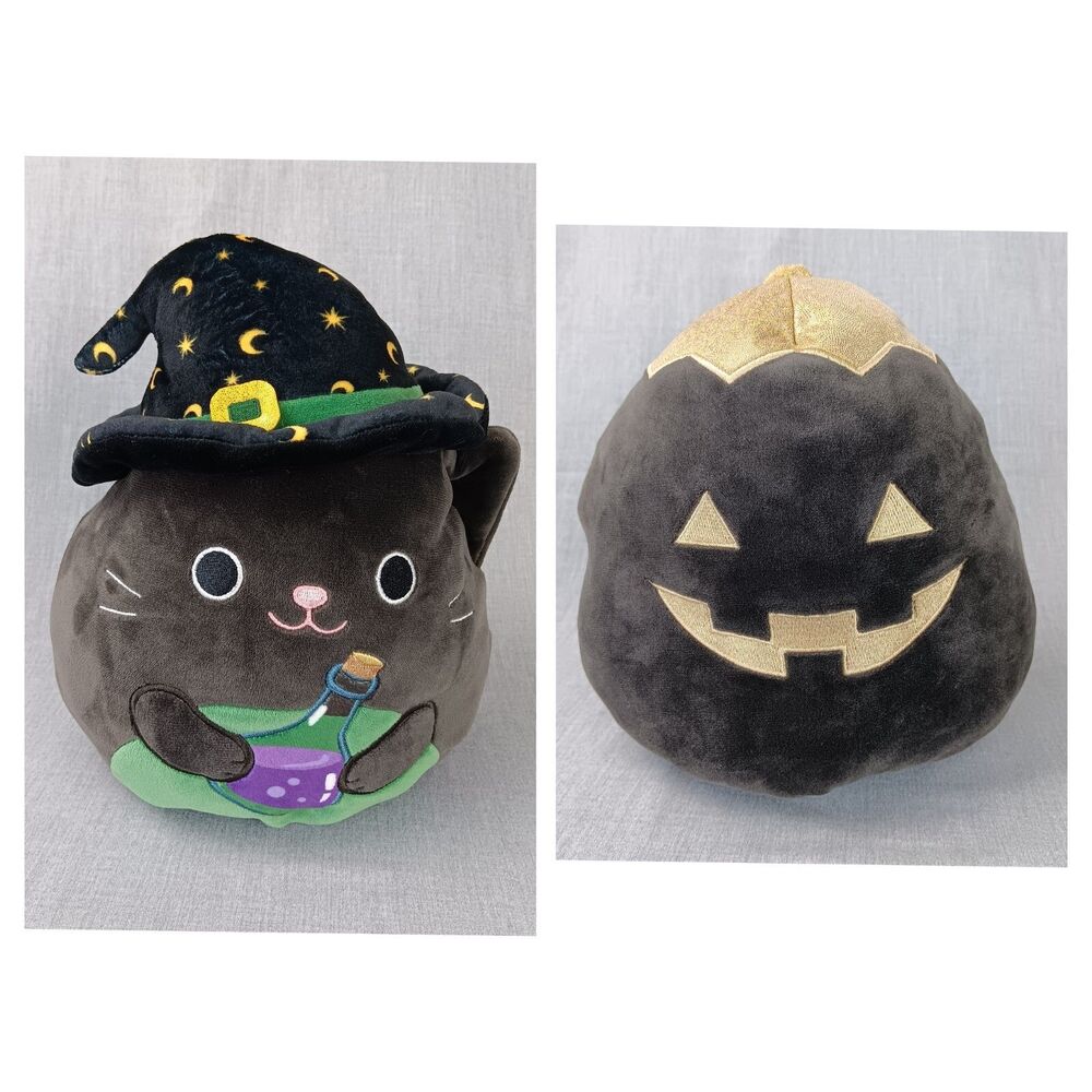 Squishmallows Flip A Mallows Cleo & Paige Black Cat Pumpkin Plush  Halloween